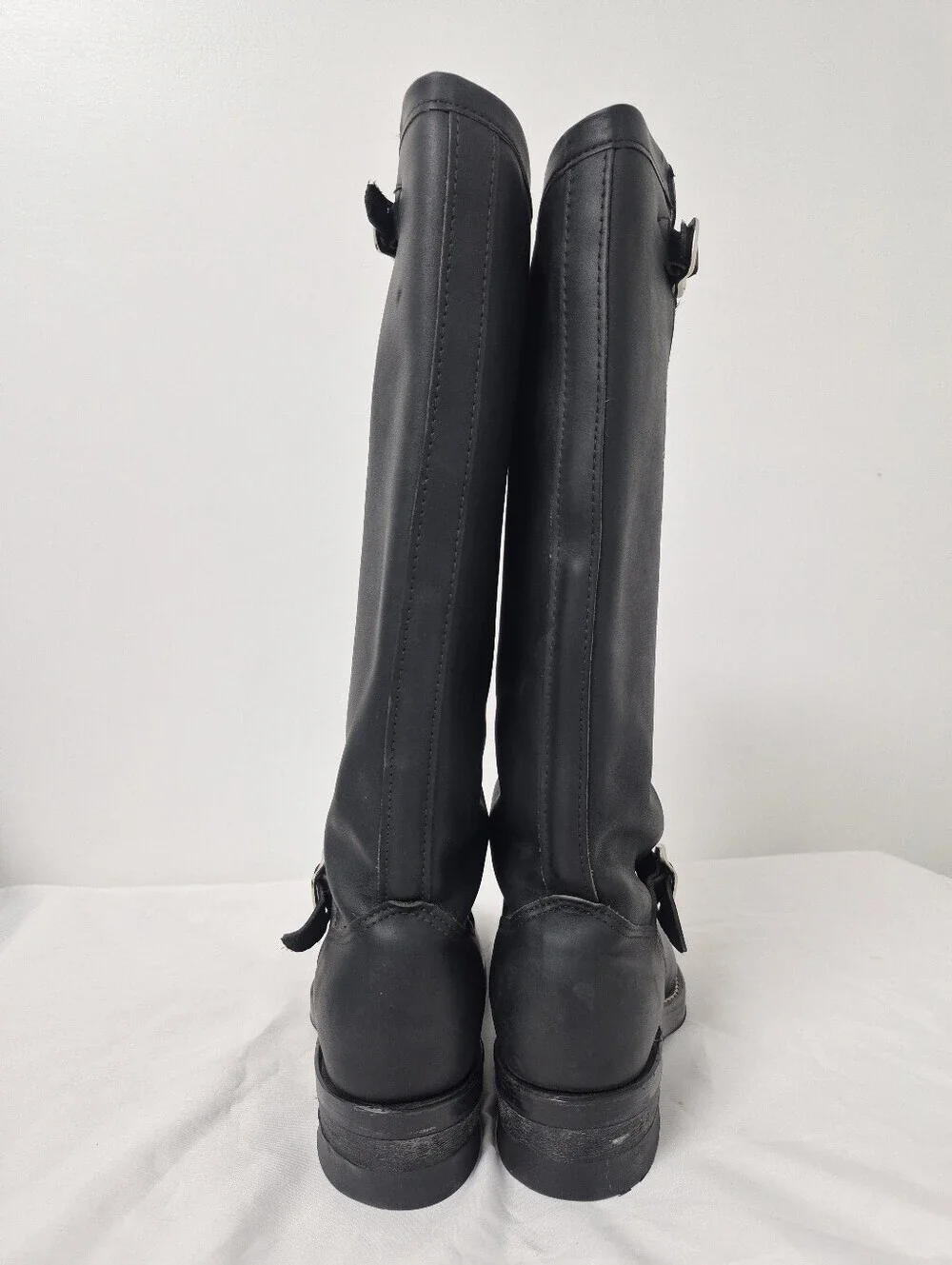 NWOT Vintage Chippewa Tall Black Leather Steel Toe Engineer Biker Boots sz 6.5D